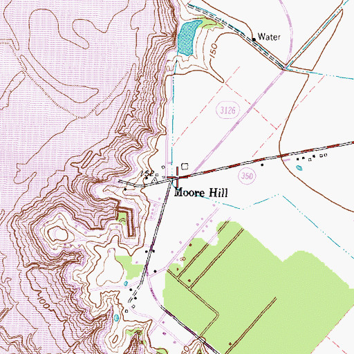 Topographic Map of Moore Hill, TX