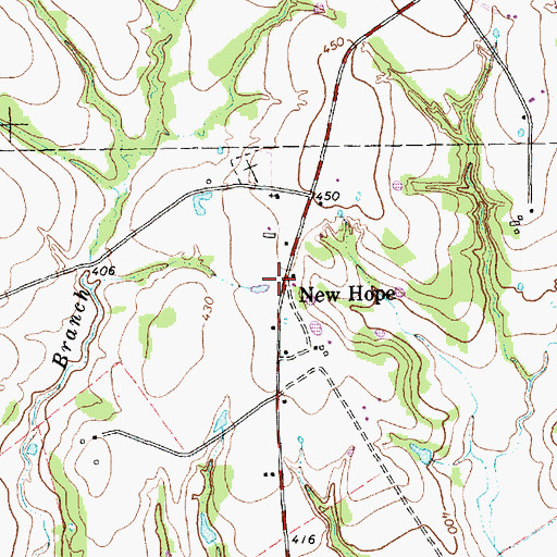 Topographic Map of New Hope, TX