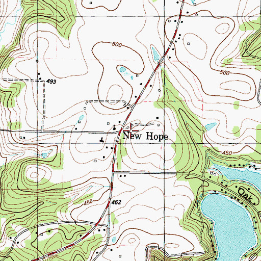 Topographic Map of New Hope, TX