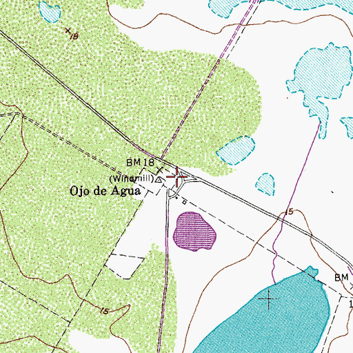 Topographic Map of Ojo de Angua, TX
