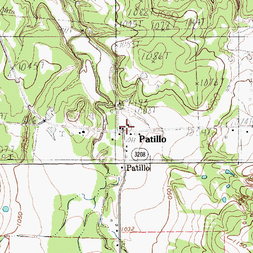 Topographic Map of Patillo, TX