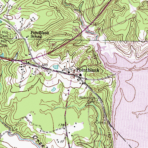 Topographic Map of Pointblank, TX