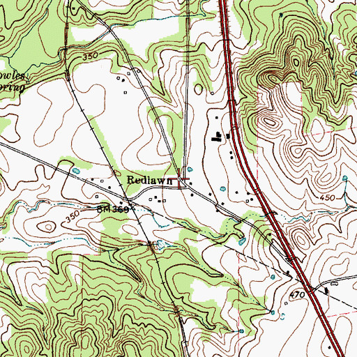 Topographic Map of Redlawn, TX