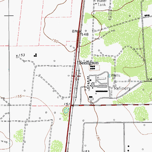 Topographic Map of Seeligson, TX