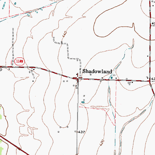 Topographic Map of Shadowland, TX