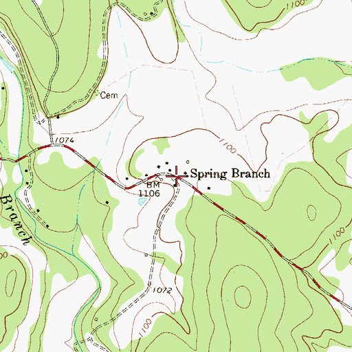 Topographic Map of Spring Branch, TX