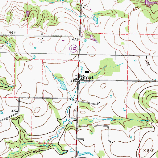 Topographic Map of Stout, TX
