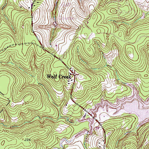 Topographic Map of Wolf Creek, TX