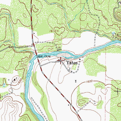 Topographic Map of Yates, TX
