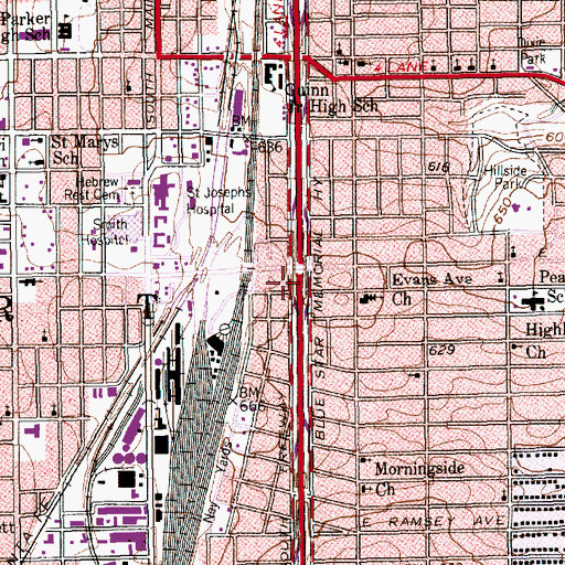 Topographic Map of Fort Worth, TX