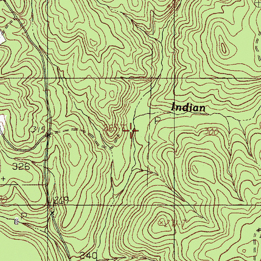 Topographic Map of Indian Creek, TX
