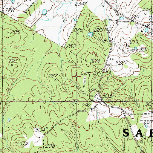 Topographic Map of Crockett Cemetery, TX