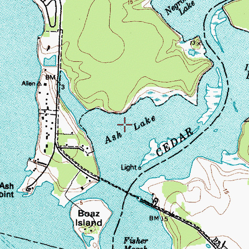 Topographic Map of Ash Lake, TX