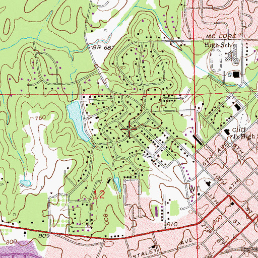Topographic Map of Alta Vista, AL