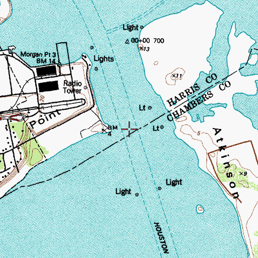 Topographic Map of San Jacinto River, TX