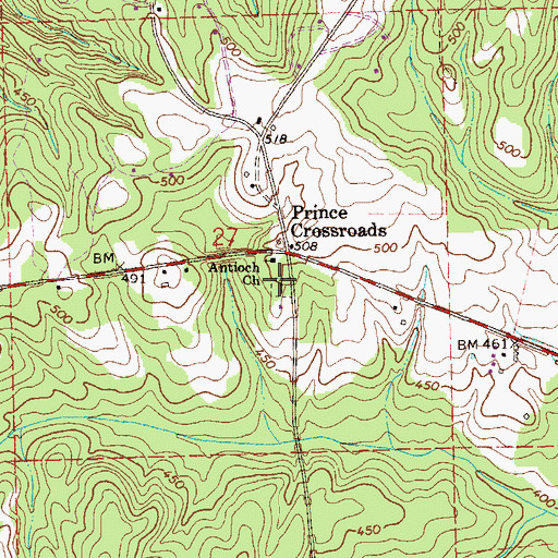 Topographic Map of Antioch Cemetery, AL