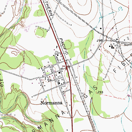 Topographic Map of Normanna, TX