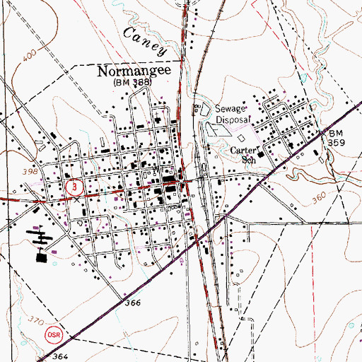 Topographic Map of Normangee, TX