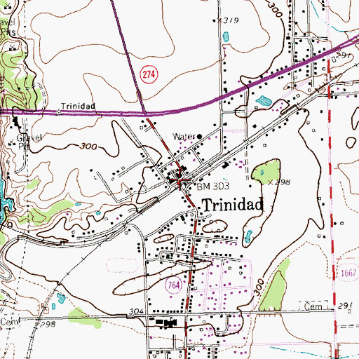 Topographic Map of Trinidad, TX