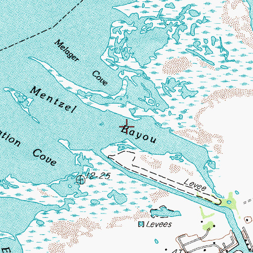 Topographic Map of Mentzel Bayou, TX