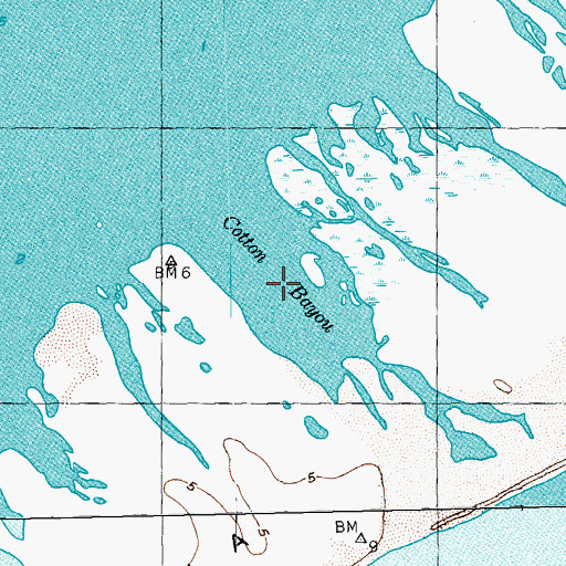 Topographic Map of Cotton Bayou, TX