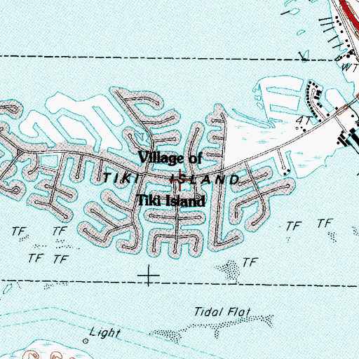 Topographic Map of Tiki Island, TX