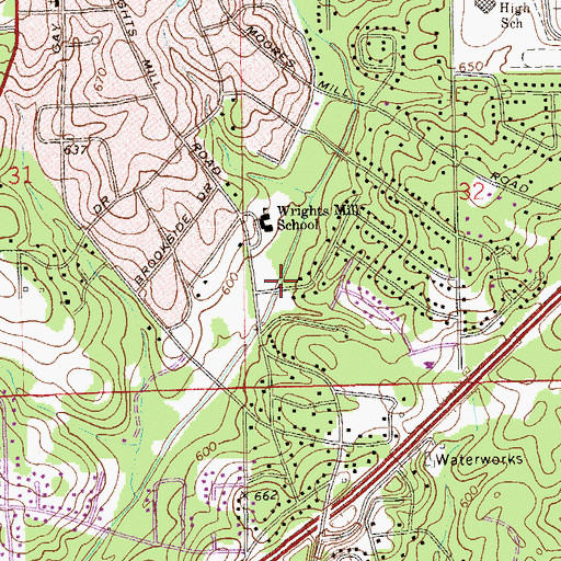 Topographic Map of Bailey Park, AL