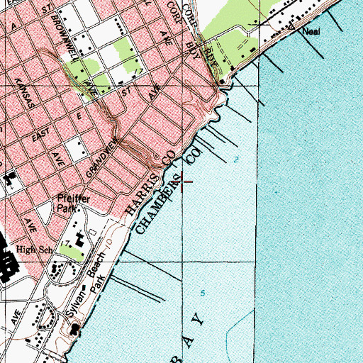 Topographic Map of Bay Shore Park, TX