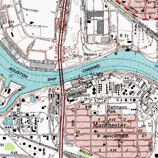 Topographic Map of Manchester Dock Two, TX