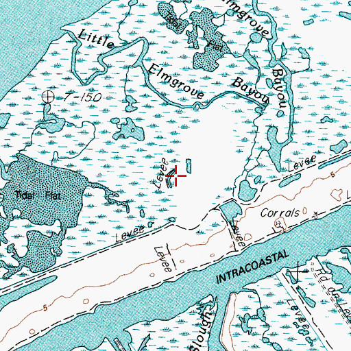 Topographic Map of Elmgrove, TX