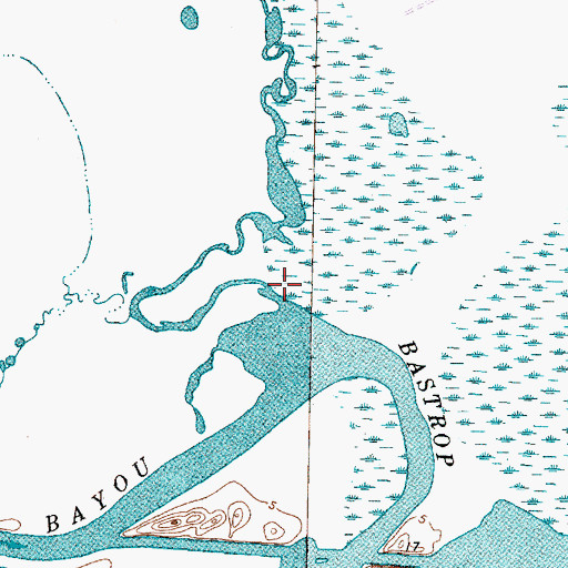Topographic Map of Middle Bayou, TX