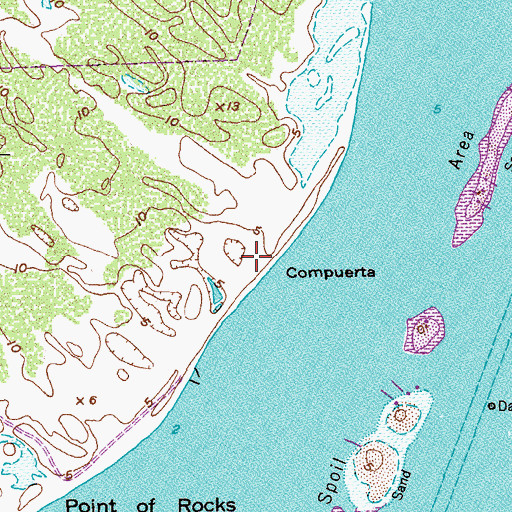 Topographic Map of Compuerta, TX