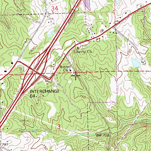Topographic Map of Bethel School (historical), AL