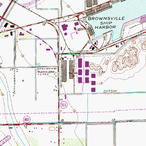 Topographic Map of Port Brownsville, TX