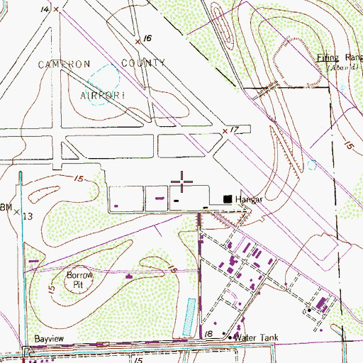 Topographic Map of Port Isabel-Cameron County Airport, TX