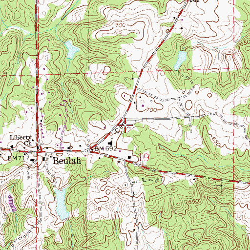 Topographic Map of Beulah Cemetery, AL