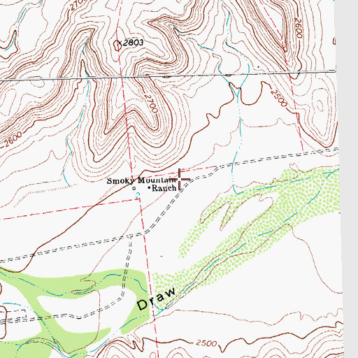 Topographic Map of Smoky Mountain Ranch, TX