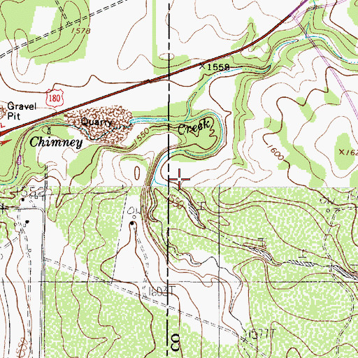 Topographic Map of Chimney Creek, TX