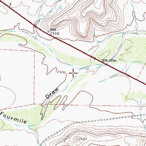 Topographic Map of Lower Fourmile Draw, TX