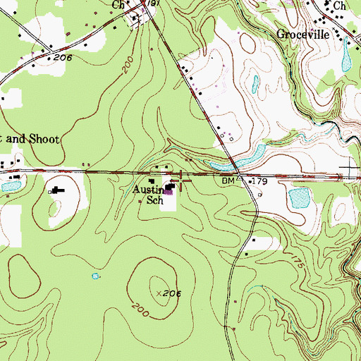 Topographic Map of Austin School, TX