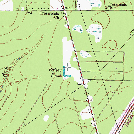 Topographic Map of Bailey Pond, TX