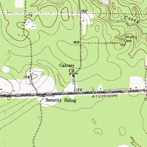 Topographic Map of Calvary Church, TX