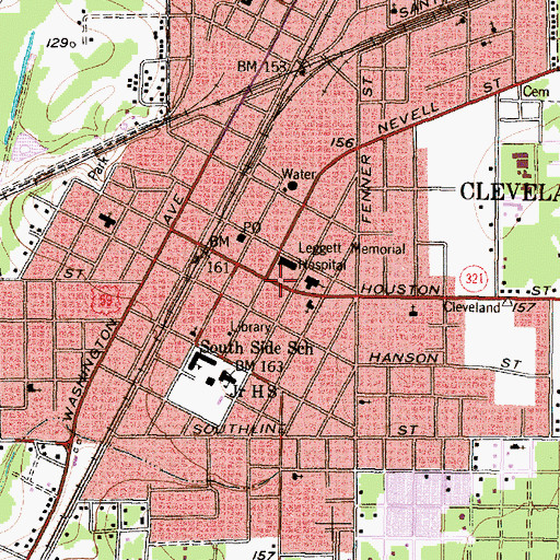 Topographic Map of Cleveland, TX