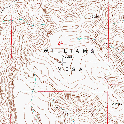 Topographic Map of Williams Mesa, AZ