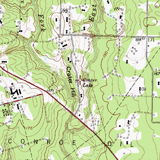 Topographic Map of Crater Lake, TX