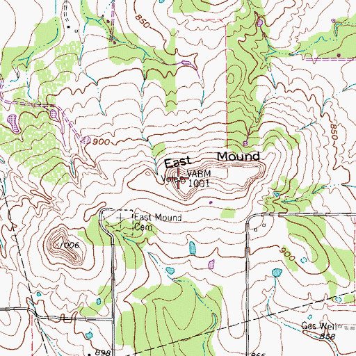 Topographic Map of East Mound, TX