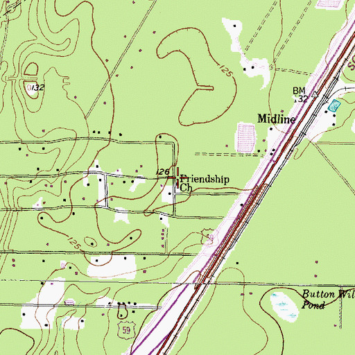 Topographic Map of Friendship Church, TX