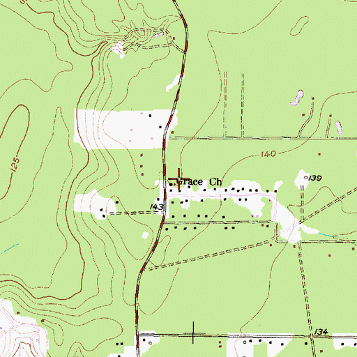 Topographic Map of Grace Church, TX