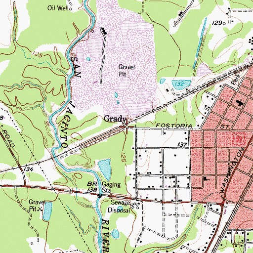 Topographic Map of Grady, TX