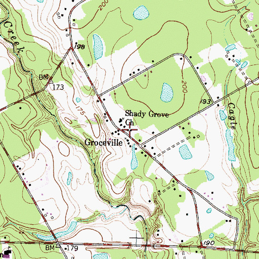 Topographic Map of Groceville, TX